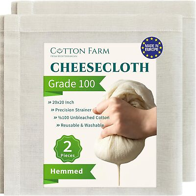 Cotton Farm Cheese Cloths Grade 100 – 20x20 inch Hemmed 100% Pure Unbleached ...