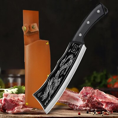 Meat Cleaver Butcher Kitchen Knife Serbian Chef Knife With Sheath Chopping Bone
