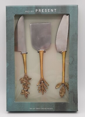 Anthropologie May We Present Cheese Knife Set Of 3 Stainless Steel Blades #ad