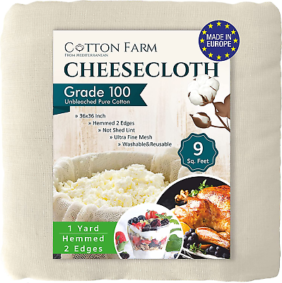 Grade 100 Cheesecloth 100% Natural Unbleached Cotton Fabric Reusable Cheesecloth