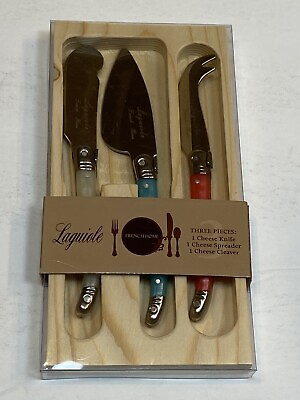Laguiole French Home Set Cheese Knife Spreader Charcuterie Cleaver Storage w Box #ad