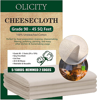 Cheesecloth 4 Pack Cheese Cloth Grade 90 45 Sq Ft 100% Unbleached Cotton