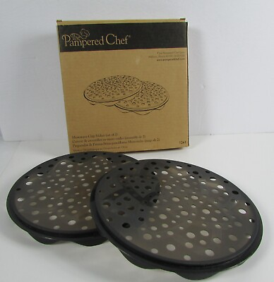 Pampered Chef Microwave Chip Maker #1241 Set of 2 Healthy Eating EUC MINT