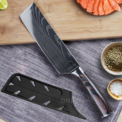 Nakiri Knife Kitchen Chef#x27;s Knife Japanese Damascus Stainless Steel Meat Cleaver