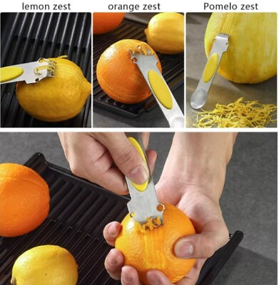 3 in 1 Lemon Zester Grater Stainless Steel Citrus Peeler Kitchen Tool w Knife