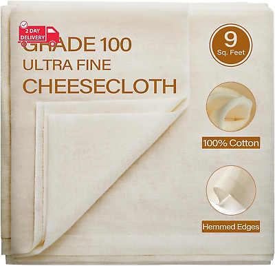 Cheesecloth 9 Square Feet Grade 100 Cheese Cloths for Straining Reusable Washa