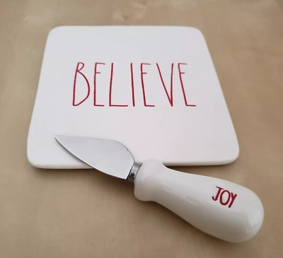 NEW RAE DUNN by MAGENTA BELIEVE Plate and JOY Cheese Knife Christmas Home Decor #ad