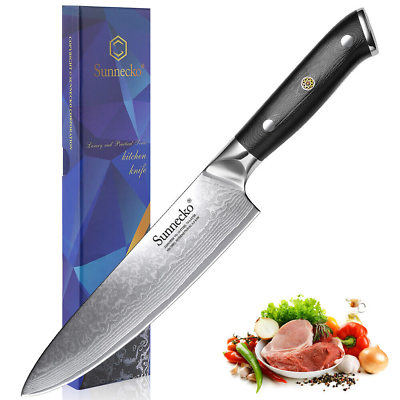8 Inch Chef Knife Kitchen Cutlery Damascus Steel Sharp Meat Slicing G10 Handle