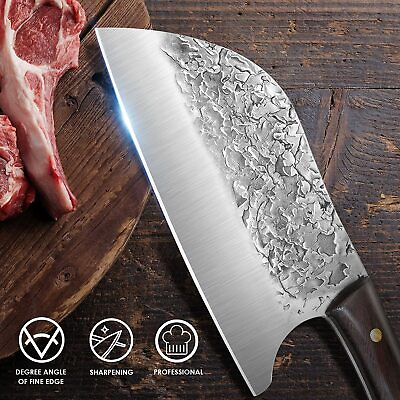 Serbian Butcher Knife Hand Forged Kitchen Chef Knife Meat Cleaver Chopping Knife