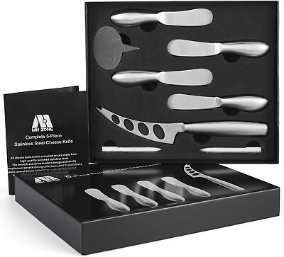 Stainless Steel Cheese Spreader Knife Set 5 Pieces Butter Knives Inc 3 Labels #ad